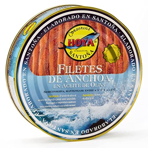 Hoya Anchoas de Santoña XL - 00 Lata de 500g/67 filetes. Elaboración Artesana con bocartes grandes del Cantábrico en Aceite de Oliva.