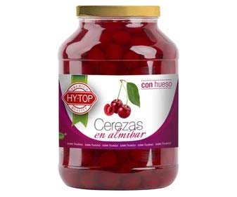 HY-TOP- Cereza con Hueso en Almíbar - Ideal para Postres - 700 Gramos