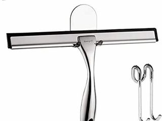 Ibergrif M34101 Escobilla de Goma Acero, Limpiacristales de Ducha y con 1 Cuchilla de Silicona de Repuesto, Rasqueta Mampara, Cromo