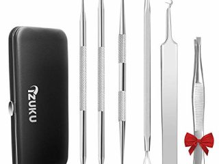 IZUKU Puntos Negros Aguja Extractor Limpiador Juego de 6Pcs Kit Blackhead Remover para Quita Espinillas Negros Comedones Herramientas
