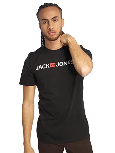JACK & JONES Jjecorp Logo Tee Ss Crew Neck Noos, Camiseta Hombre, Negro (Black), M