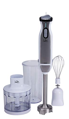Jata BT199 - Batidora de mano inox con doble cuchilla de titanium y todos los accesorios incluidos, 1.000 W, Regulador electrónico de velocidad, Pie desmontable