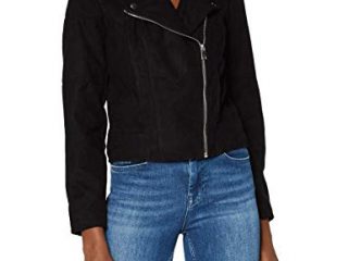 JDY Jdynewpeach Otw Noos-Motero de Ante sintético Chaqueta de Cuero sinttico, Negro, 38 para Mujer