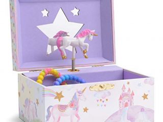 Jewelkeeper - Caja Musical para Joyas para Niñas, con Unicornio Arco Iris y Estrellas de Lentejuelas - Melodía The Unicorn