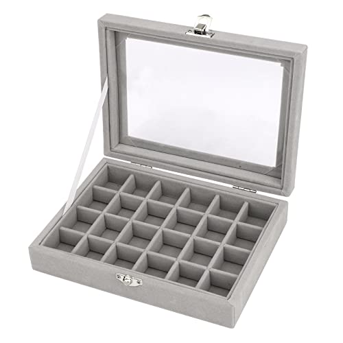 Joyero de Terciopelo Organizador de Joyería para Anillo, Pendiente, Collar, Caja de Exhibición de Joyería, Caja de Almacenamiento, Vitrina de Joyería con Tapa para Mujer y Niña 24 Slot