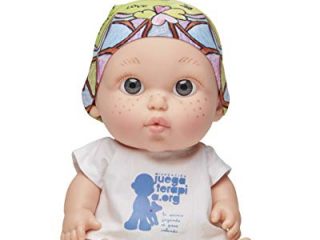 Juegaterapia Pausisni Muñeco Pañuelo Diseñado por Laura Pausini y su Hija con Estamapados de Corazones| Juguete Olor a Vainilla | Baby Pelones Solidarios | 20 x 10 x 20 cm, color beige Arias SL