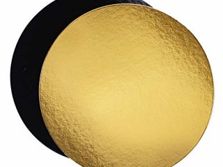 Juego de 10 soportes para pasteles en cajas de colores, con Tallas de su elección (Dorado/Negro, 24 cm)