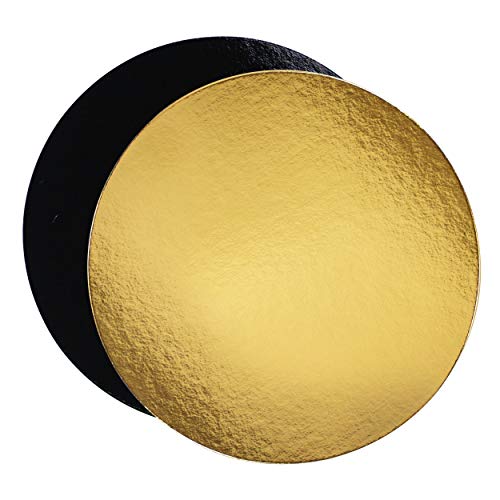 Juego de 10 soportes para pasteles en cajas de colores, con Tallas de su elección (Dorado/Negro, 24 cm)