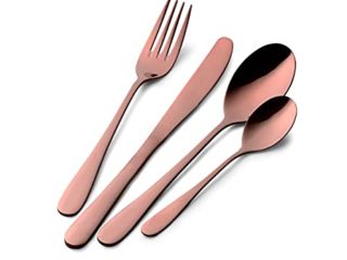 Juego de 24 cubiertos de la serie Princess Pintinox, acero inoxidable, color bronce, con caja de regalo (6 personas)