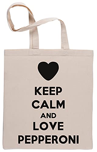 Keep Calm and Love Pepperoni Bolsa De Compras Shopping Bag Beige