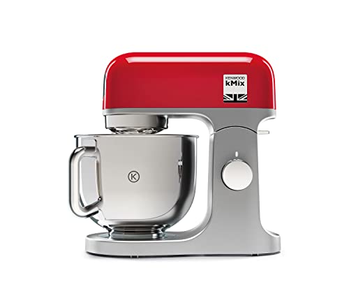 Kenwood kMix KMX750ARD - Robot de Cocina Multifunción, 1000 W, Bol Metálico de 5 L con Asa, Gancho para Amasar, Varillas, Mezclado K, Acero Inoxidable, 6 Velocidades, Color Rojo