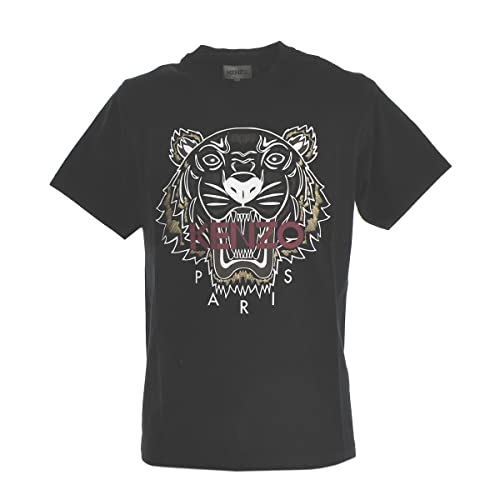 Kenzo Camiseta Tiger para hombre, color negro, tigre, 100% algodón, talla pequeña, Negro , M