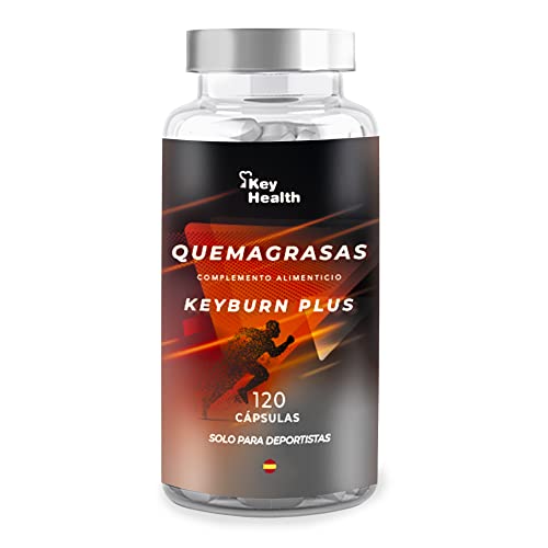 Key Health | Quemagrasas Potente KeyBurn | Complemento Alimenticio Termogénico para Adelgazar con L-Carnitina Guaraná Cafeína Te verde Vitamina B6 | 120 cápsulas | 2 Cápsulas al Día | Fat Burner