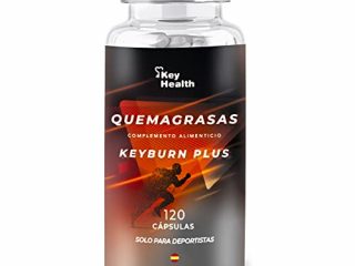 Key Health | Quemagrasas Potente KeyBurn | Complemento Alimenticio Termogénico para Adelgazar con L-Carnitina Guaraná Cafeína Te verde Vitamina B6 | 120 cápsulas | 2 Cápsulas al Día | Fat Burner