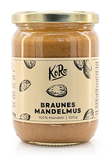 KoRo - Crema de almendras marrón 500g - 100% almendras sin azúcar ni sal - Crema de almendras sin añadidos