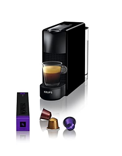 Krups Nespresso Essenza Mini XN1108 - Cafetera monodosis de cápsulas Nespresso, compacta, 19 bares, apagado automático, color negro, 14 cápsulas interior