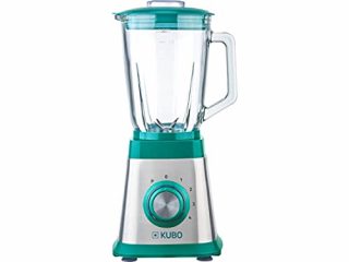 KUBO Batidora de Vaso, Jarra Cristal, 1000W, 4 velocidades, 1.5L, 6 Cuchillas en Acero Inoxidable, Función Pica Hielo