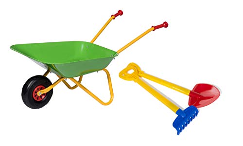 Kurgo Pala y rastrillo (Carretilla de Metal soporta hasta 25 kg, a Partir de 2 ½ años), Color Verde, 1 RAD (Rolly Toys 272846)