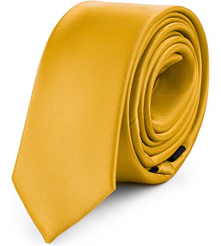 Ladeheid Corbatas Estrechas Diversidad de Colores Accesorios Ropa Hombre SP-5 (150cm x 5cm, Miel)