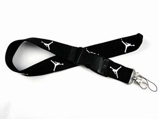 Lanyard Estilo NBA Baloncesto Negro Cordón para el Cuello Tarjeta Identificativa para Llaves Móvil Mascarilla Teléfono | Llavero para no Perder las Llaves | Regalo Original