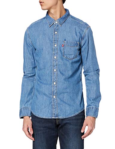 Levi's Sunset 1 Pkt Slim Camisa, Cotton Tencel Mid Worn, L para Hombre