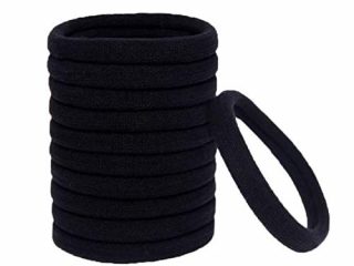 LIUJZZJ 20 Piezas Goma de Pelo Banda de Pelo Elástica Negra Grande de Algodón Cinta Elástica de Pelo Coletero para Pelo Grueso Pesado y Rizado Negro para Peinado Mujeres y Chicas por