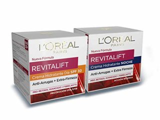 L'Oréal Paris Revitalift Set de Crema de Día Anti-Edad con Protección Solar SPF 30 y Crema de Noche Hidratante, Antiarrugas y Extra Firmeza, con Pro-Retinol, 50 ml cada una