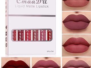 Líquido Pintalabios Traje, 6 PCS Mate Brillo Labial, Lápiz Labial Líquido de larga Duración Hidratante Impermeable, Maquillaje Profesional para Bálsamo Labial (02)
