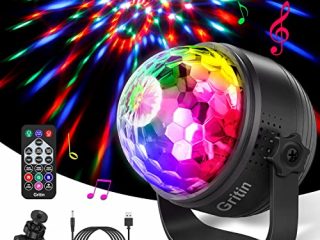 Luces Discoteca, Gritin Activadas por Sonido Bola Discoteca de Luces de Fiesta -15 Colores RGBP Cambio con Control Remoto, con 4M USB Cable Ideal para Cumpleaño, Discoteca, Fiesta