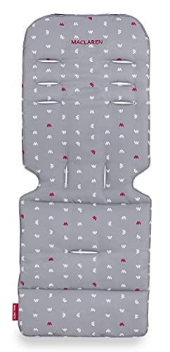 Maclaren colchoneta universal para asiento - Snowfall M Dove, Accesorio de doble cara fácil de poner y quitar en todas las sillas de paseo tipo paraguas, Transpirable y lavable en lavadora