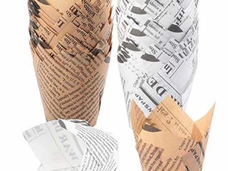 Magdalena de Tulipán, 100 Piezas Estuches para Muffins, Vaso de Papel para Hornear, Estuches para Cupcakes para Cursos de Panadería Herramientas y Accesorios para Hornos de Cocina (Marrón y Blanco)