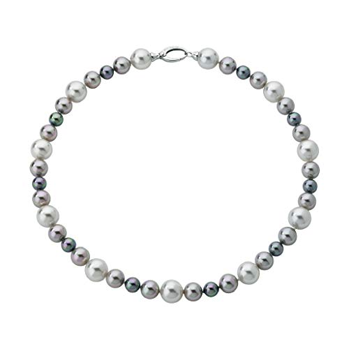 Majorica - Collar corto con perlas blanco, gris y nuage, 48 cm