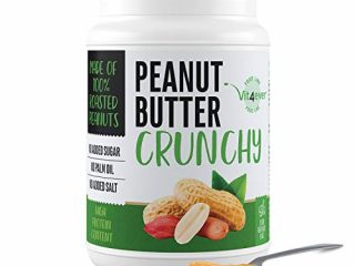 Mantequilla de cacahuete crujiente - 1kg de mantequilla de cacahuete natural sin aditivos - 30% de contenido en proteínas - mantequilla de cacahuete sin sal añadida, aceite o grasa de palma - vegano