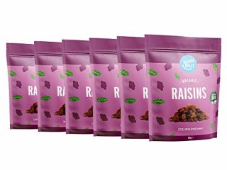 Marca Amazon - Happy Belly Uvas pasas ecológicas, 6 x 500g