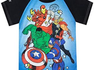 Marvel Camiseta de Manga Corta para niños Avengers Azul 5-6 Años
