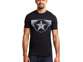 Marvel Captain America-Cap Logo Camiseta, Negro (Black Blk), XX-Large para Hombre