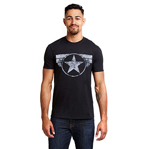 Marvel Captain America-Cap Logo Camiseta, Negro (Black Blk), XX-Large para Hombre