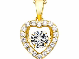 MEGA CREATIVE JEWELRY Collar Oro Corazón Colgante para Mujer Regalo Madre Esposa Abuela Niña Joyería Plata 925 con Cristales