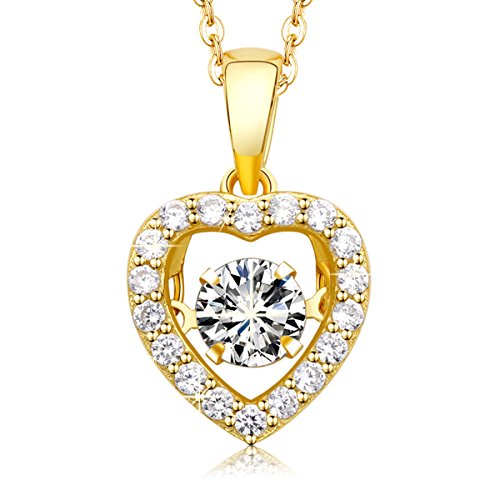 MEGA CREATIVE JEWELRY Collar Oro Corazón Colgante para Mujer Regalo Madre Esposa Abuela Niña Joyería Plata 925 con Cristales