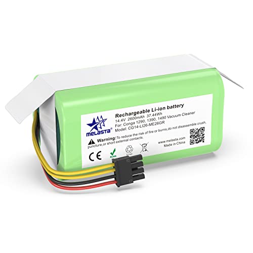 melasta Batería Li-Ion 14.4V 2600mAh para Aspiradora Cecotec Conga 1290, 1390, 1490, 1590.(non compatible con Conga 950 990 1090 1190 1790 3090 4090)