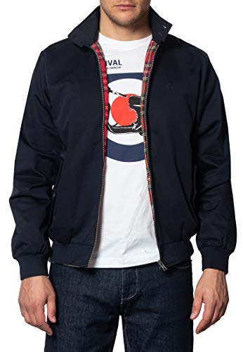 Merc of London Harrington Chaqueta, Azul (Navy), Large para Hombre