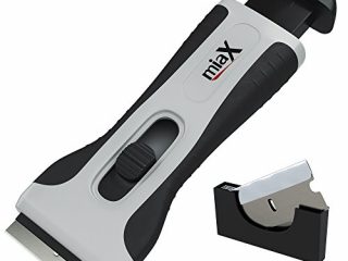 miaX Rasqueta Profesional vitrocerámica - Rascador confiable para cocina raspador para estufa en el hogar-Estable con mango de tacto suave-Cuchillas de reemplazo integradas para el raspador de cristal