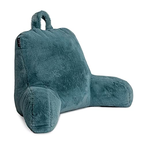 Milliard Almohada de Lectura con Espuma Viscoelástica Triturada, Cojín Apoyo de Espalda/Respaldo en la Cama + Funda Piel Sintética, Ideal para Trabajar, Leer or Jugar en Sofá o Suelo (Azul, 45 x 38cm)