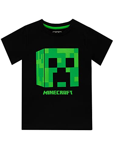 Minecraft Camiseta de Manga Corta para niños Creeper Negro 8-9 Años