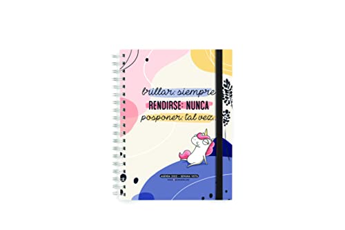 Miquelrius - Agenda anual 2022 Miss Borderlike - Semana Vista Horizontal - Tamaño Plus 155 x 213 mm (aprox A5) - Cubierta rígida mate - Brillar - Español (MR34726)