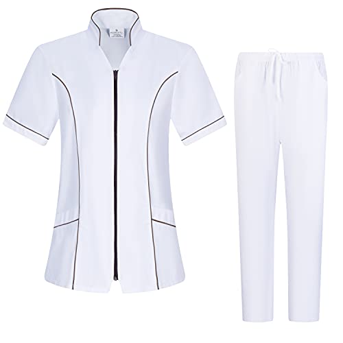 MISEMIYA - Casaca Y PANTALÓN Mujer Uniformes Sanitarios Uniformes MEDICOS CLINICAS Estética Médico Enfermería Casaca Y PANTALÓN Ref.702Q8 - S, Marrón