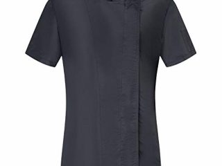 MISEMIYA - Uniformes Bar Restaurante HOSTELERÍA Chaquetas Chef COCINERA Mangas Cortas (Anti Agua - Anti Grasa) - Ref.705 - L, Negro