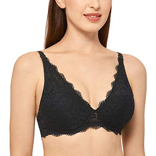 MOMANDA Mujer Sujetador Encaje Bralette Embarazo y Lactancia Premamá con Aros Negro 105E
