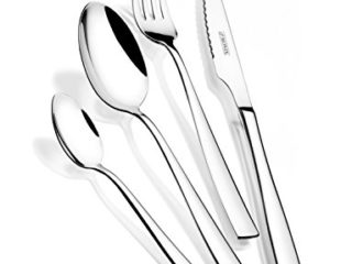 Monix Siena - Set de cubiertos de 24 piezas con cuchillo chuletero, acero inoxidable 18/10, diseño contemporaneo,acabado pulido brillante, espesor 3 mm (6 comensales)