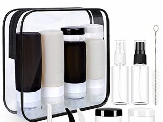 Morfone Botellas de Viaje Juego de Viaje de 16 Piezas Aprobado por la TSA Botellas de Viaje Recargables a Prueba de Fugas para champú, loción, acondicionador,Gel de Ducha,FDA Certified BPA Free